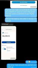 conversation showing person receiving paypal transfer conversation showing person receiving paypal transfer
